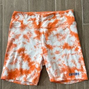 PINK Victoria's Secret Orange & White Tie-Dye GATORS 🐊 Yoga Shorts - PINK Label